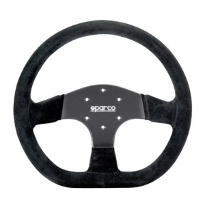 015R353PSN_01 Sparco R-353 Logo 330mm Steering Wheel - Black Suede / Black Spokes