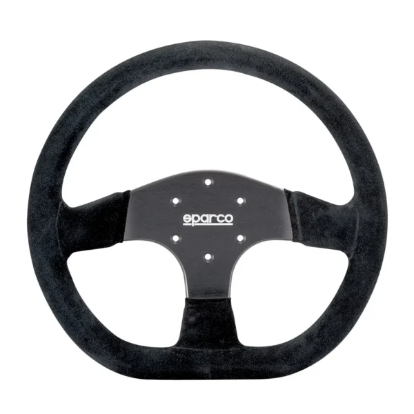 015R353PSN_01 Sparco R-353 Logo 330mm Steering Wheel - Black Suede / Black Spokes