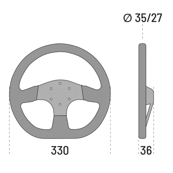 015R353PSN_02 Sparco R-353 Logo 330mm Steering Wheel - Black Suede / Black Spokes